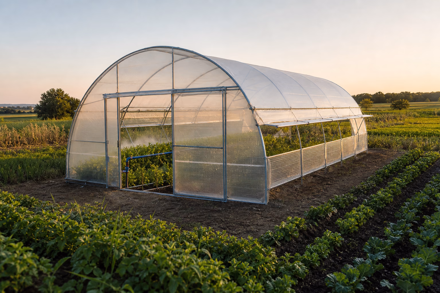 Serre agricole sur mesure installee sur une exploitation maraichere