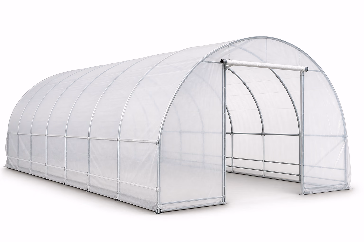 Tunnel agricole 100 m2 8 x 12,5 m sur fond blanc
