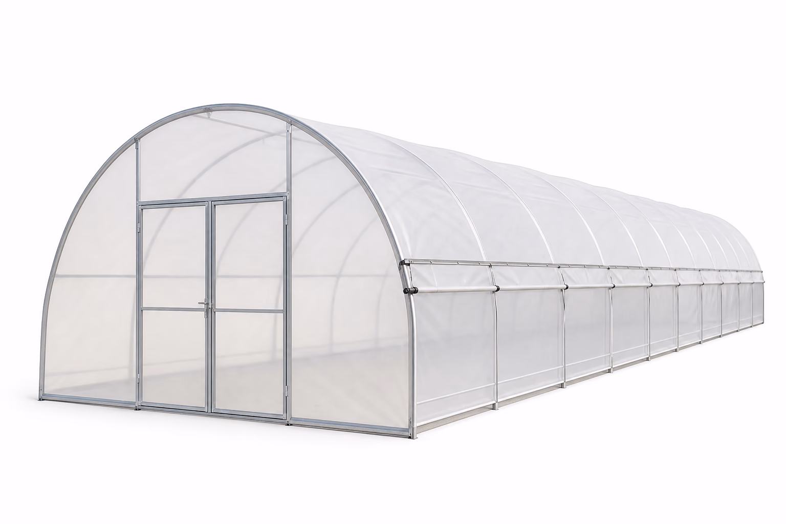 Tunnel agricole 200 m2 8 x 25 m sur fond blanc