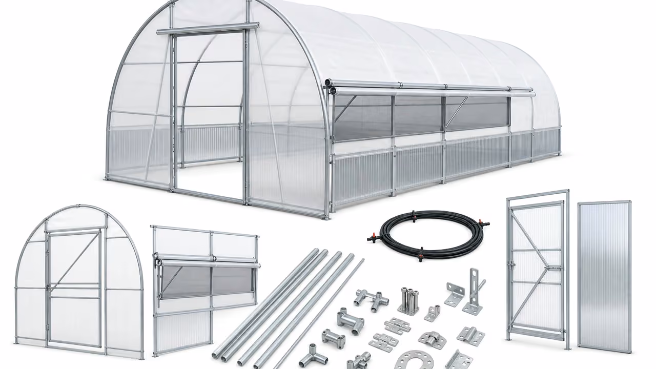 Serre agricole neuve installee sur une exploitation avec materiel conforme et facture professionnelle